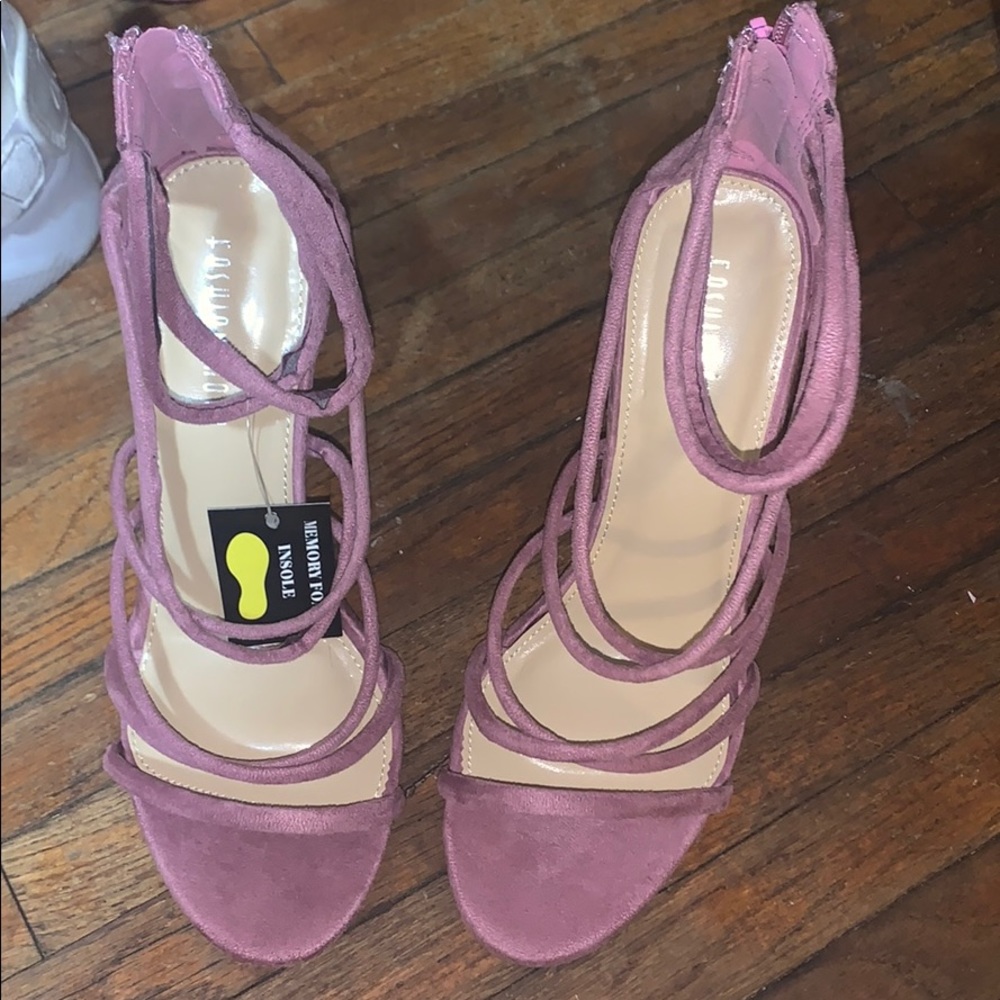 Pink strappy high heels